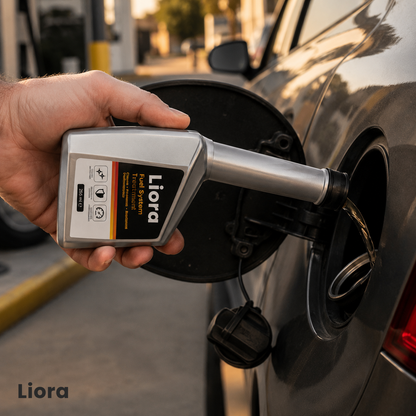 Pouring Liora into the fuel tank
