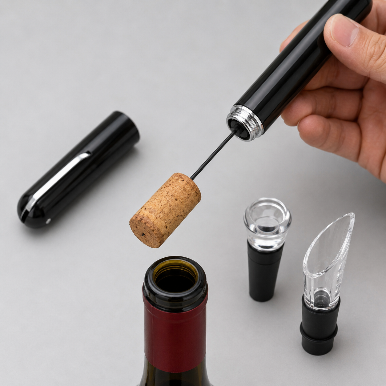 The Air Corkscrew Kit — Pen Opener, Vacuum Stopper & Aerator