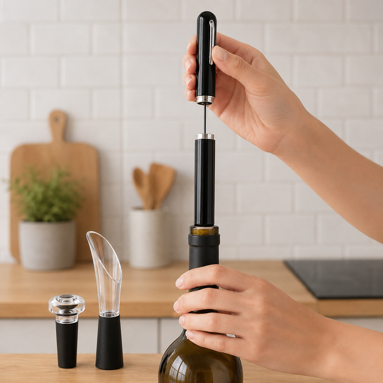 The Air Corkscrew Kit — Pen Opener, Vacuum Stopper & Aerator