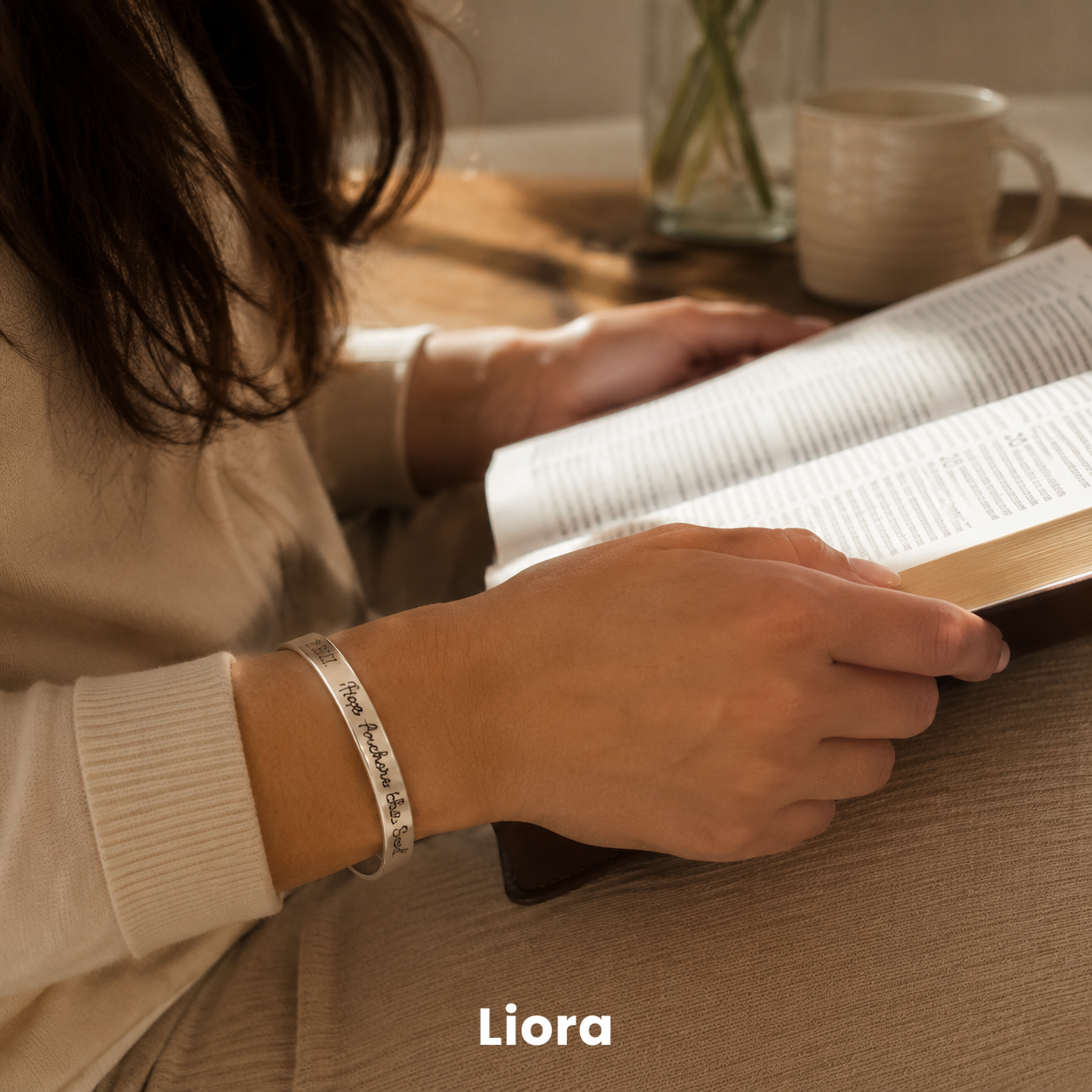 Hope Anchors the Soul Sterling Silver Engraved Cuff Bracelet