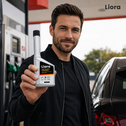 Driver with Liora at the gas station