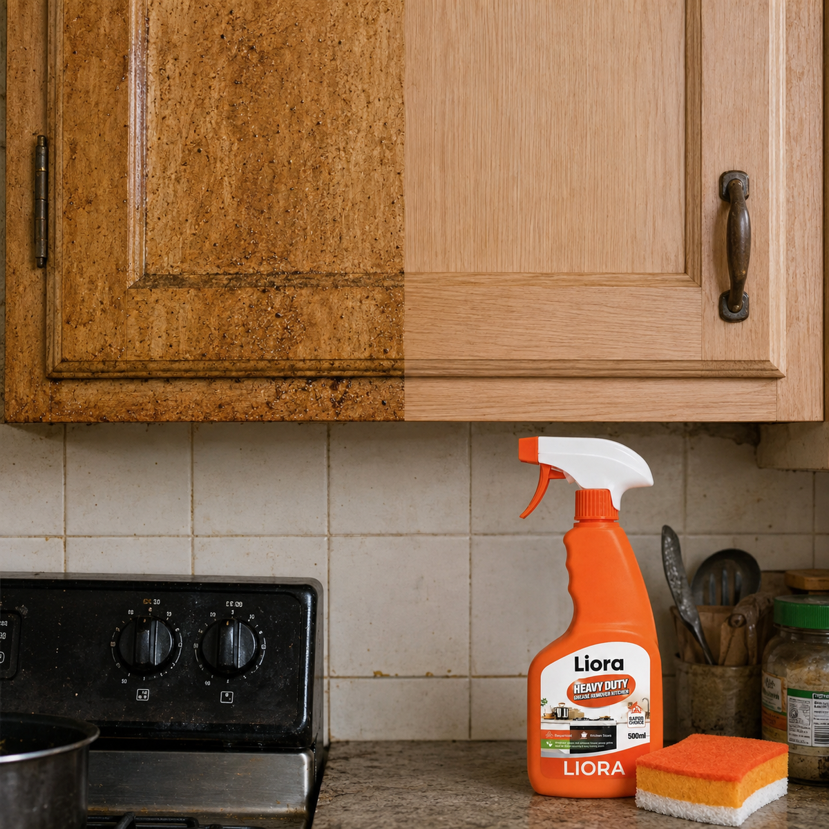 Heavy Duty Kitchen Grease Remover — No-Scrub Degreaser Spray
